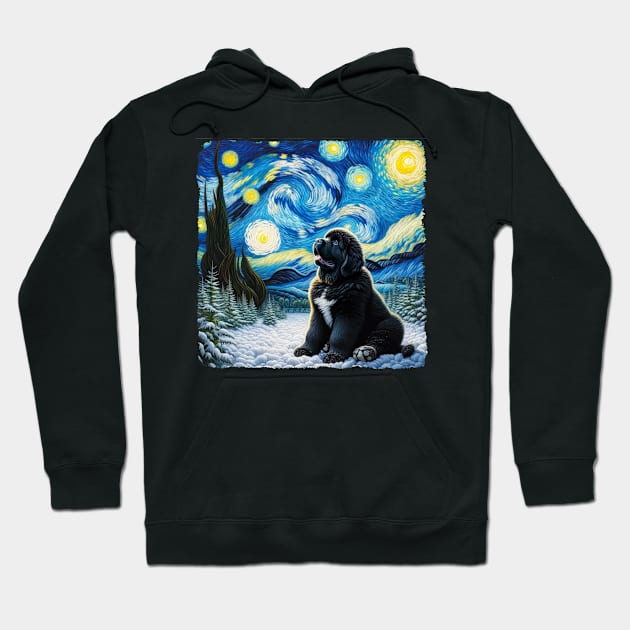 Starry Newfoundland Dog Portrait - Pet Portrait Hoodie by starry_night